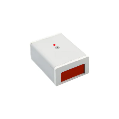 CSA484 I - Buton de panica cu retinere, carcasa plastic alb, placa aluminiu pentru prindere.