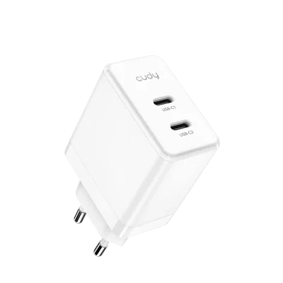CUDY 2-Port 40W USB-C Charger, GaN, 2 x USB-C (20W max per port), QC+PPS+PD 3.0, EU plug, Fast charge for iPhone 12 Series and above, Galaxy, iPad, Macbook Air and more