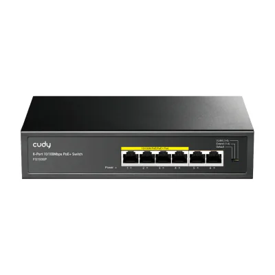 Cudy FS1006P, Unmanaged, Fast Ethernet (10/100), Full duplex, Power over Ethernet (PoE), Wall mountable