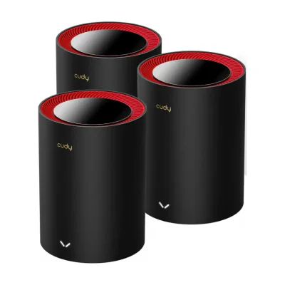 Cudy M3000 3-Pack, Black, Red, Internal, Mesh system, Omni-directional, 650 m², 30 dBmW