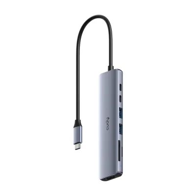 Cudy UH407, Wired, USB 3.2 Gen 1 (3.1 Gen 1) Type-C, 100 W, Grey, Silver, Silver Gray, MicroSD (TransFlash), SD