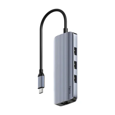 Cudy UH606, Wired, USB 3.2 Gen 1 (3.1 Gen 1) Type-C, 100 W, 1000 Mbit/s, Grey, Silver, 5 Gbit/s