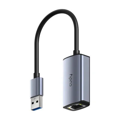 Cudy USB-A to Ethernet Adapter UE10A - Router - 1 Gbps, USB Type-A, RJ-45, Male, Grey, Silver, Activity, Link, China