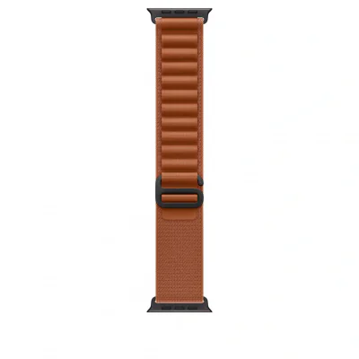 Curea Apple Alpine Loop pentru Apple Watch 44/45/46/49 mm, Terra Cotta, S, cataramă Black Titanium