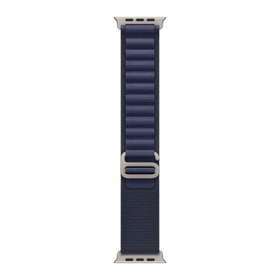 Curea Apple Alpine Loop pentru Apple Watch Ultra 49 mm, Navy, L, cataramă Natural Titanium