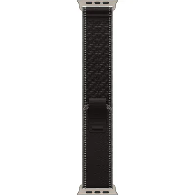 Curea Apple Trail Loop pentru Apple Watch Ultra 49 mm, Black/Charcoal, M/L, cataramă Natural Titanium