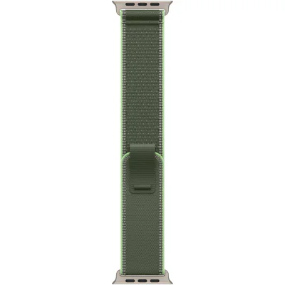 Curea Apple Trail Loop pentru Apple Watch Ultra 49 mm, Green/Neon, S/M, cataramă Natural Titanium