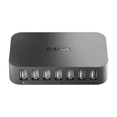 D-Link 7-Port Hi-Speed USB 2.0 Hub, USB 2.0 Type-B, USB 2.0, 480 Mbit/s, Black, FCC, CE, C-Tick, VCCI, IC, RoHS, 5 DC