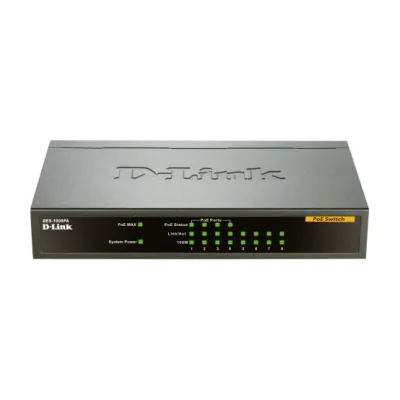 D-Link 8-port 10/100 Desktop Switch with 4 PoE Ports, Unmanaged, Fast Ethernet (10/100), Full duplex, Power over Ethernet (PoE)