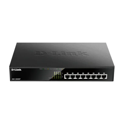 D-Link 8-Port Desktop Gigabit PoE+ Switch, Unmanaged, Gigabit Ethernet (10/100/1000), Full duplex, Power over Ethernet (PoE), Rack mounting, 1U