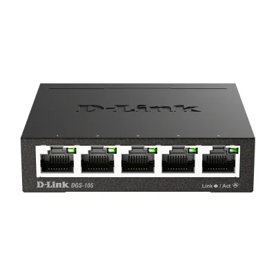 D-Link DGS-105, Unmanaged, L2, Gigabit Ethernet (10/100/1000), Full duplex
