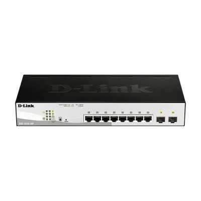D-Link DGS-1210-10P - 10-Port Gigabit Smart Managed Switch including 2x SFP ports, nuclias compatible, Managed, L2, Gigabit Ethernet (10/100/1000), Power over Ethernet (PoE), Rack mounting, 1U