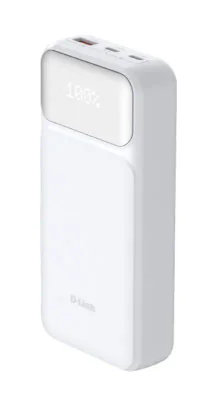D-Link DPP-201. Battery capacity: 20000 mAh. USB Type-A output ports: 1, USB Type-C ports quantity: 2. Product colour: White