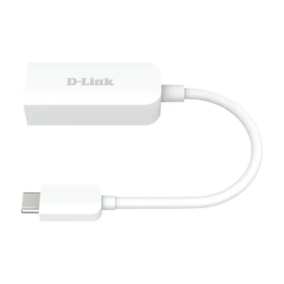 D-Link USB-C to 2.5G Ethernet Adapter, Wired, USB Type-C, Ethernet, 2500 Mbit/s, White