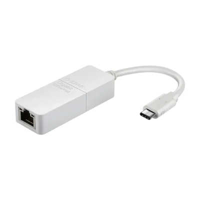 D-Link USB-C to Gigabit Ethernet Adapter, Wired, USB Type-C, Ethernet, 1000 Mbit/s, White