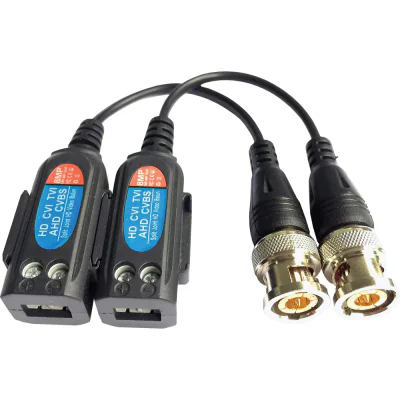 DAB-0182P / cable (pair) - 1 pereche de balun. conectori pentru 2 fire răsucite / conector BNC pe cablu. Compatibil cu AHD, TVI, CVI. protectie la tensiune de pana la