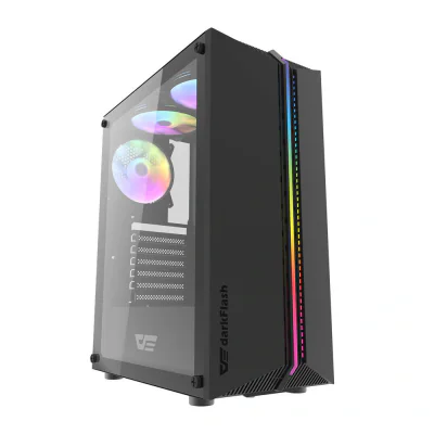 Darkflash DK151 LED carcasă de calculator (negru) + 3 ventilatoare RGB