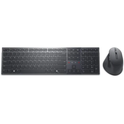 Dell Premier Collaboration Keyboard and Mouse - KM900 - US International (QWERTY), Device Type: Keyboard and mouse set, Backlit: Yes, Interface: 2.4 GHz, Bluetooth 5.1, Wireless Receiver: USB wireless receiver, Dimensions (WxDxH) / Weight: Keyboard: 