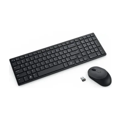 DELL Pro Compact Silent Keyboard and Mouse - KM555 - US International (QWERTY), Wireless, RF Wireless + Bluetooth, Plunger key switch, QWERTY, Black, Mouse included