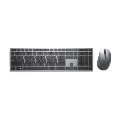 DELL Pro Plus Keyboard and Mouse - KM7321W - US International (QWERTY), Wireless, RF Wireless + Bluetooth, Scissor key switch, QWERTY, Grey, Titanium, Mouse included