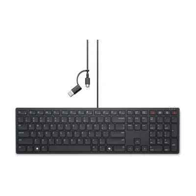DELL Pro Wired Collaboration Keyboard - KB525C - US International (QWERTY), Full-size (100%), Wired, USB, Plunger key switch, QWERTY, Black