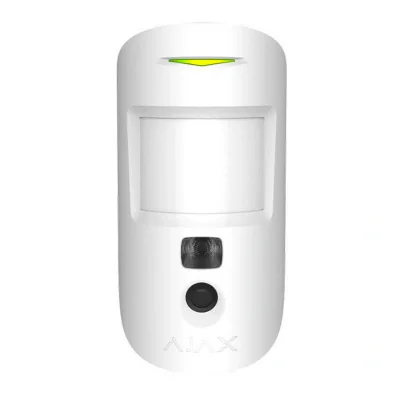 "Detector de miscare PIR MotionCam Indoor, imunitate animale, alb - AJAX; Protectie eficienta prin senzor miscare cu verificare foto.; Detectie miscare: max. 12 m, Unghi camera: 90°; Sensibilitate: ajustabila 3 nivele Unghi detectie: 88.5° orizontal,
