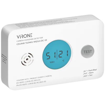 Detector de monoxid de carbon (CO) Virone DC-10, alarmă sonoră și LED