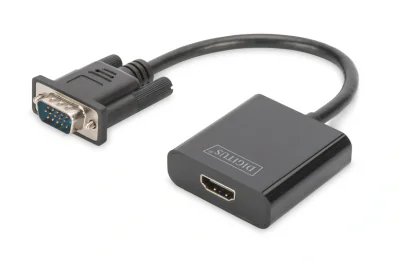 DIGITUS VGA to HDMI Converter + Audio 3.5mm Full HD 1080p cable type 15cm black "DA-70473"