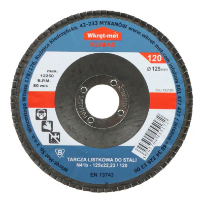 Disc lamelar pentru oțel KLIMAS TSL-125120, Ø 125 mm, granulație P120