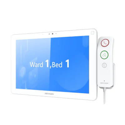 DISPLAY PENTRU PATUL PACIENTULUI Hikvision DS-KHB9533X-WHS; ecran de 10.1'', Android system, posibilate montare pe brat, Support HEOP development, camera 2MP, RF433. Acces la informațiile medicale ale pacientului: Permite vizualizarea în timp real a 