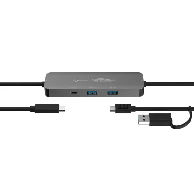 j5create JCH462 Wormhole Switch™ Display Sharing Hub, Black, USB 3.2 Gen 1 (3.1 Gen 1) Type-A + Type-C, USB 3.2 Gen 1 (3.1 Gen 1) Type-A, USB 3.2 Gen 1 (3.1 Gen 1) Type-C, 5000 Mbit/s, Grey, Aluminium, Taiwan