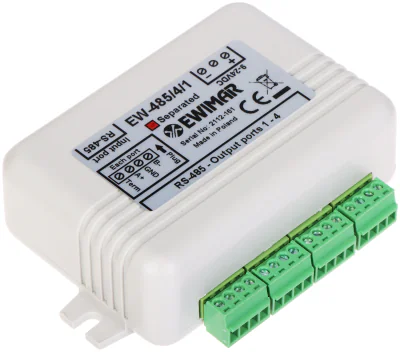 Distribuitor de magistrală RS-485 cu separare optică EWIMAR EW-485/4/1/SO, 1 intrare, 4 ieșiri