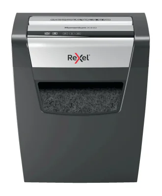 Rexel Momentum X410 Cross Cut Paper Shredder P4, Particle-cut shredding, 4 x 28 mm, 23 L, 225 sheets, 62 dB, Buttons