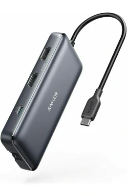 DOCKING Station Anker 8-in-1,porturi: 2xHDMI(M),2xUSB 3.2 gen1 (M), RJ-45,PD 100W,SD/microSD,conectare prin USB-C (T),rata transfer 5 Gbps,ABS, gri "A83800A1" - 0194644138974