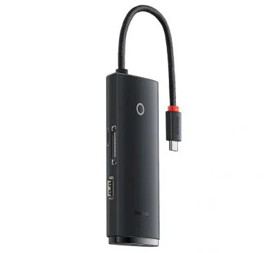 DOCKING Station Baseus Lite, conectare PC USB Type-C, USB 3.0 x 2, USB Type C x 1, HDMI x 1/4K/30Hz, card reader SD/microSD, negru "WKQX050001" - 6932172606329