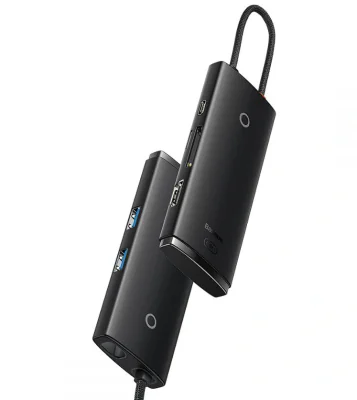 DOCKING Station Baseus Lite, conectare PC USB Type-C, USB 3.0 x 2, USB Type C x 1 PD, HDMI x 1/4K/30Hz, card reader SD/microSD, negru "WKQX050101" - 6932172606343
