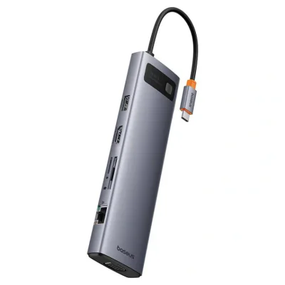 DOCKING Station Baseus Metal Gleam Series 11-in-1, conectare PC USB-C,Type-C to HDMI4K@60Hzx1+VGAx1,USB3.0x3,USB2.0x1+PDx1,RJ45x1,SD/TFx1,jack 3.5x1, gri "B00030709811-00" - 6932172636562