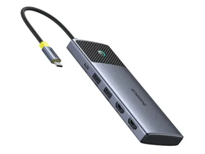 DOCKING Station Baseus Metal Gleam Series II 7-in-1, conec PC USB-C, USB 3.0x3, USB Type-Cx1, USB-Type-Cx1 PD 100W, HDMIx2/4K/60Hz,LED, gri "B00061806813-00" - 6932172657659