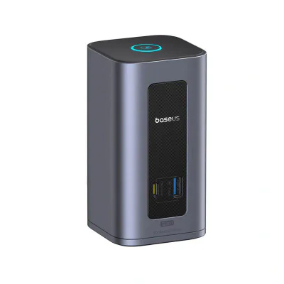 DOCKING Station Baseus Nomos NU1 Air Spacemate 12-in-1, conectare PC USB-C, 2xHDMI 2K@60,2xDP2K@60,2xUSB-C (10Gbps),2xUSB-A 5Gb,2xUSB-A,RJ45,PD 100W, gri "B0114400" - 6953156210981