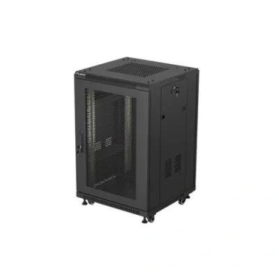 Dulap rack 19" perete 18U/600X600 (FLAT PACK) WITH MESH DOOR, Self- assembly, greutate maxima suportata 800 kg, RAL color RAL9004, negru