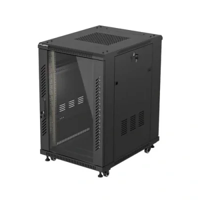 Dulap rack 19" perete 18U/600X800 (FLAT PACK) WITH GLASS DOOR, Self- assembly, greutate maxima suportata 800 kg, RAL color RAL9004