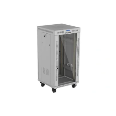 Dulap rack 19" perete 22U/600X600  (FLAT PACK) WITH GLASS DOOR LCD, self-assembly, greutate maxima suportata 1200 kg, RAL color RAL7035, gri