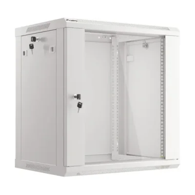 Dulap rack de perete Lanberg 19" 12U/600x450, ușă din sticlă, gri, V2