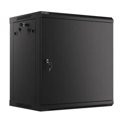 Dulap rack de perete Lanberg 19" 12U/600x450, ușă metalică, pentru auto-asamblare, negru