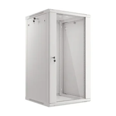 Dulap rack de perete Lanberg 19" 22U/600x600, ușă din sticlă, gri, V2