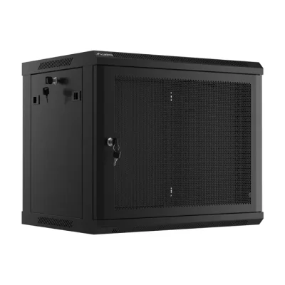 Dulap rack de perete Lanberg 19", 9U, 600x450 mm, ușă perforată, negru