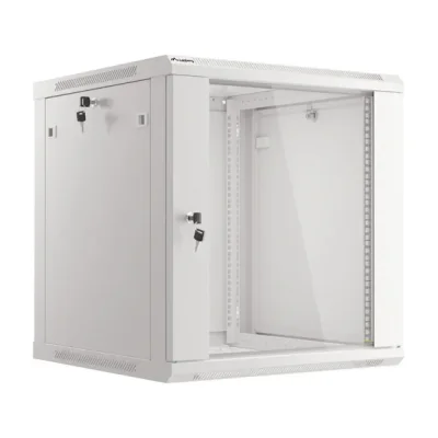 Dulap rack Lanberg 19" de perete 12U/600x600 (flat pack), ușă din sticlă securizată, gri, V2