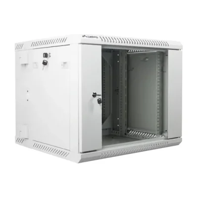 Dulap rack Lanberg 19" de perete, secțiune dublă, 9U/600x600, ușă din sticlă securizată, gri