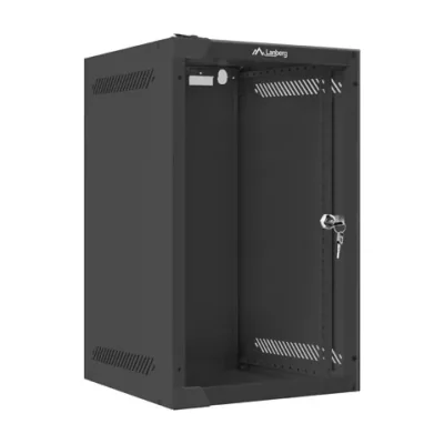 Dulap Rack Lanberg de perete 10", 9U/280x310mm, ușă din sticlă, negru
