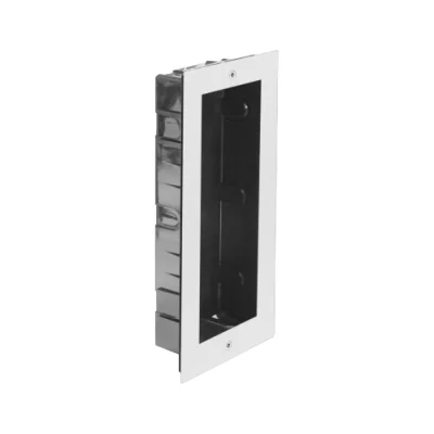 DVC 821/3X1-F - Cadru din seria DVC 821 pentru instalarea a 3 module într-o singură coloană, panou frontal si cutie de instalare din otel inoxidabil, montar